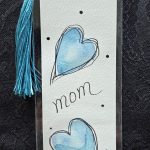 Handpainted Original Watercolor Bookmark - MOM with Hearts 1