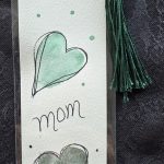 Handpainted Original Watercolor Bookmark - MOM with Hearts 2