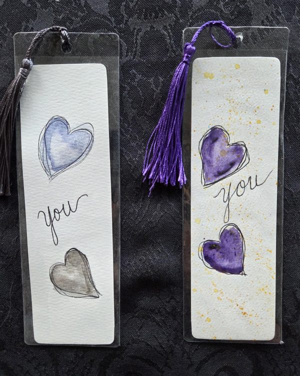 Handpainted Original Watercolor Bookmark - Love You