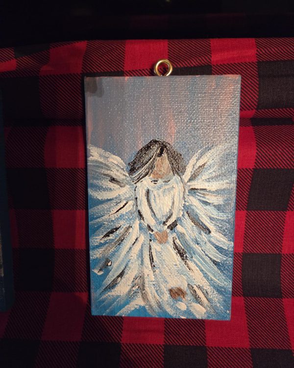 Mini Canvas Christmas Ornament - Angel